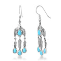 Artisan Crafted Premium Sleeping Beauty Turquoise Feather Earrings in Sterling Silver 3.80 ctw - Sticky add to cart bar