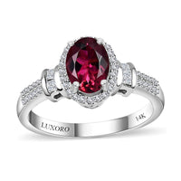 Luxoro 14K White Gold AAA Ouro Fino Rubellite and G-H I2 Diamond Halo Ring (Size 10.0) 1.40 ctw