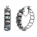 Artisan Crafted Blue Moon Turquoise and White Buffalo Hoop Earrings in Sterling Silver 8.50 ctw - Sticky add to cart bar