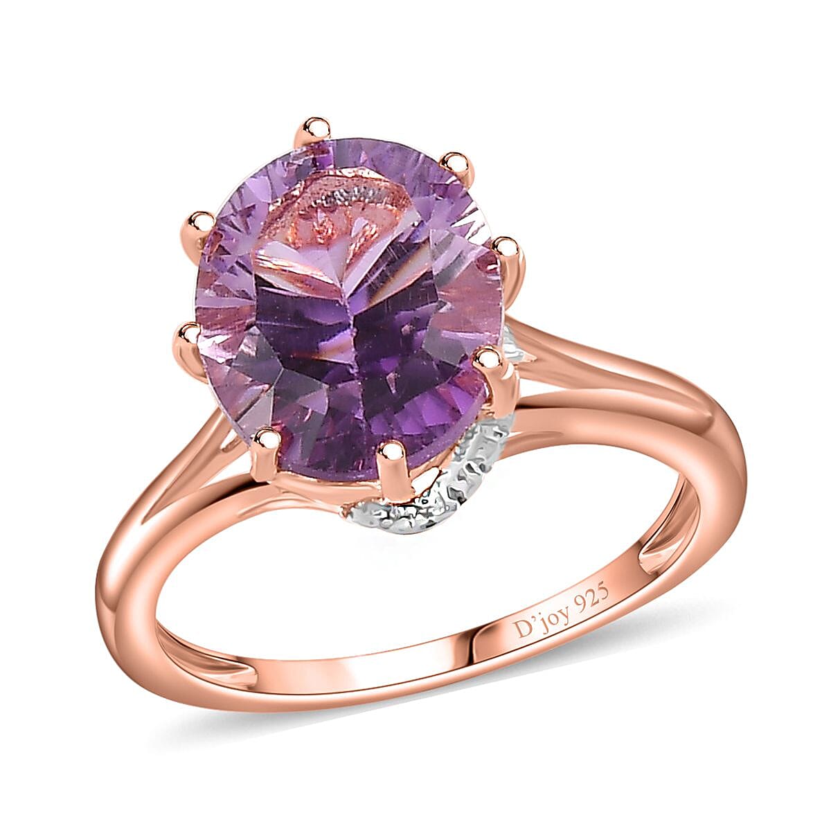 Rose De France Amethyst Solitaire Ring in Vermeil RG Over Sterling Silver (Size 5.0) 3.35 ctw