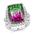 Watermelon Quartz, White Zircon Ring in Platinum Over Sterling Silver (Size 6.0) 16.10 ctw - Sticky add to cart bar