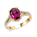 Certified & Appraised Luxoro 10K Yellow Gold AAA Radiant Ember Garnet and I2 Diamond Ring 2.50 ctw - Sticky add to cart bar