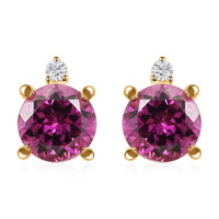 Certified & Appraised Luxoro 10K Yellow Gold AAA Radiant Ember Garnet and I2 Diamond Earrings 2.15 ctw