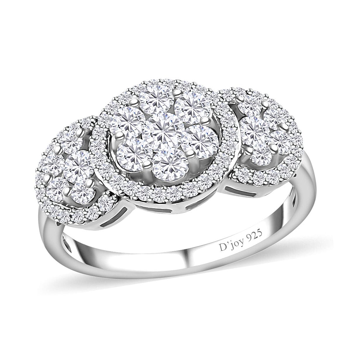 Moissanite Ring in Platinum Over Sterling Silver (Size 6.0) 1.00 ctw