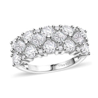 Moissanite 2.25 ctw Ring in Platinum Over Sterling Silver (Size 6.0)