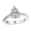 Moissanite (Pear 9x7mm) Ring in Platinum Over Sterling Silver (Size 6.0) 1.80 ctw - Sticky add to cart bar