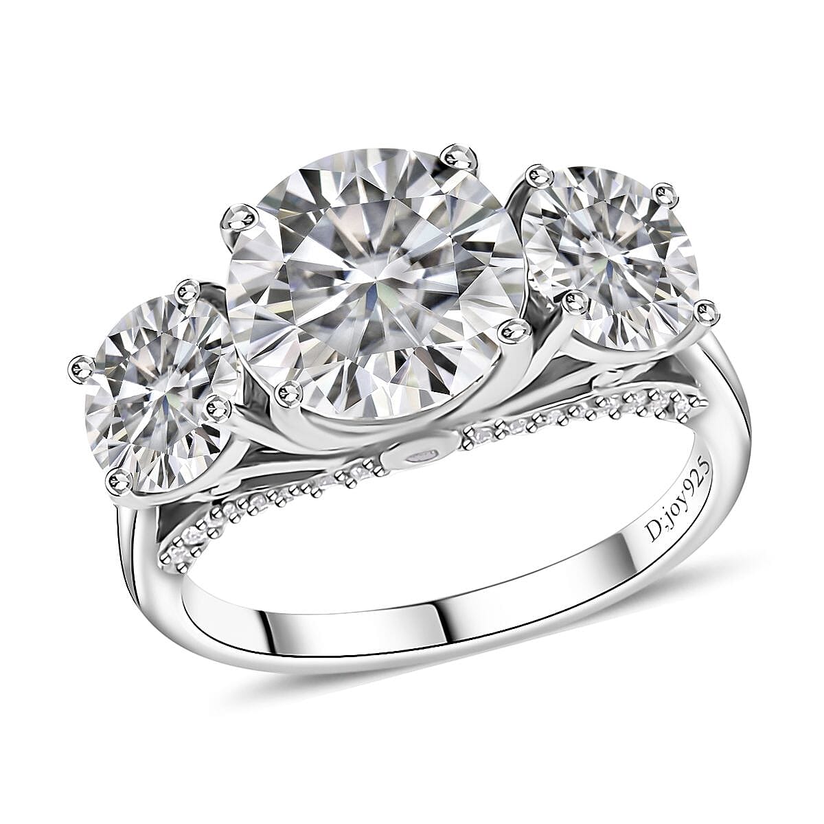 Moissanite Ring in Platinum Over Sterling Silver 4.25 ctw