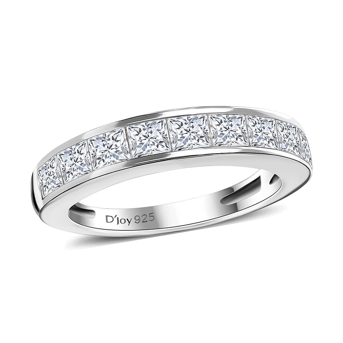Moissanite Ring in Platinum Over Sterling Silver (Size 8.0) 1.25 ctw