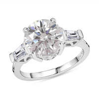 Moissanite Ring in Platinum Over Sterling Silver (Size 6.0) 3.40 ctw