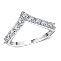 Moissanite Wishbone Ring in Platinum Over Sterling Silver (Size 6) 0.65 ctw