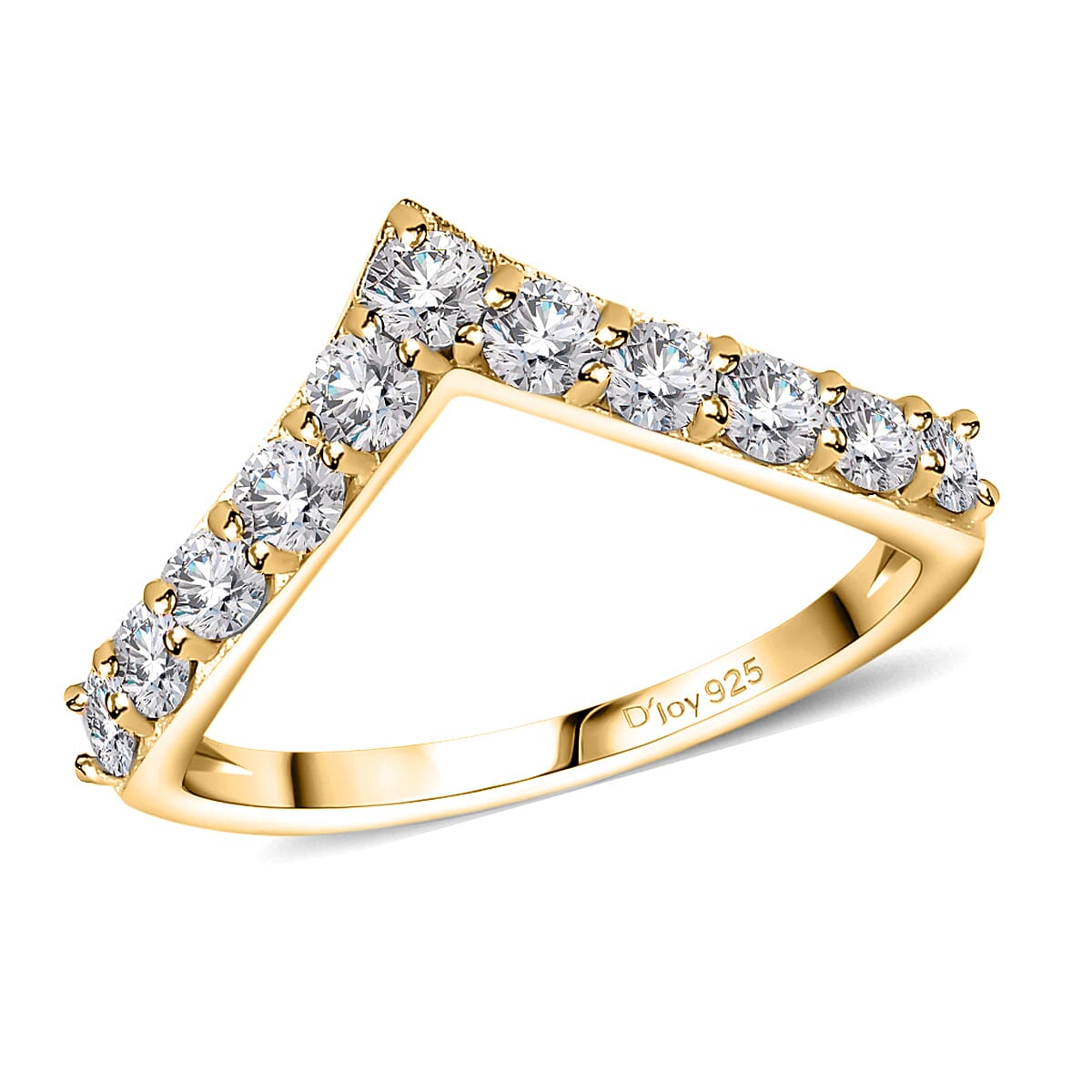 Moissanite 0.65 ctw Ring in Vermeil Yellow Gold Over Sterling Silver