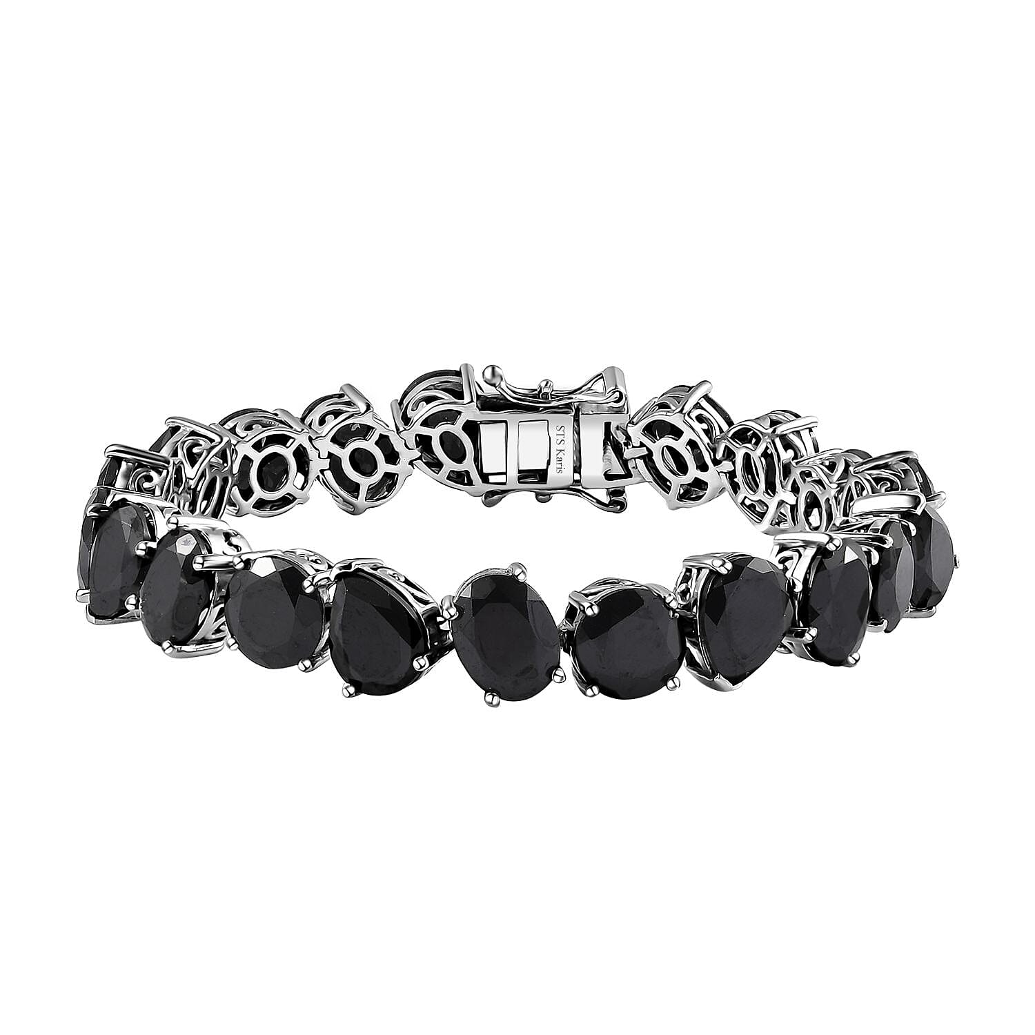 Karis Thai Black Spinel Bracelet in Platinum Bond (6.50 In) 47.85 ctw
