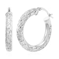 Rhodium Over Sterling Silver Hoop Earrings 3.35 Grams - Sticky add to cart bar