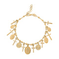 14K Yellow Gold Over Sterling Silver Virgin Mary & Crosses Beaded Rosary Bracelet (8.00 In) 10.15 Grams - Sticky add to cart bar
