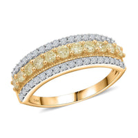 14K Yellow Gold Natural Yellow and White Diamond I2-I3 Ring (Size 10.0) (Del. in 10-12 Days) 1.00 ctw