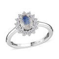 Rainbow Moonstone, White Zircon Ring in Platinum Over Sterling Silver (Size 5.0) 1.15 ctw - Sticky add to cart bar