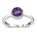 African Amethyst Solitaire Ring in Platinum Over Sterling Silver (Size 5) 0.75 ctw - Sticky add to cart bar