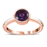 African Amethyst Solitaire Ring in Vermeil Rose Gold Over Sterling Silver (Size 6.0) 0.75 ctw