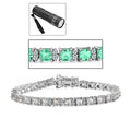 Asscher Cut Mexican Hyalite Opal and White Zircon Tennis Bracelet in Platinum Over Sterling Silver (7.25 In) with Free UV Flash Light 9.00 ctw - Sticky add to cart bar