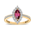 Tanzanian Wine Garnet, White Zircon Halo Ring in Vermeil YG Over Sterling Silver (Size 6.0) 1.20 ctw - Sticky add to cart bar