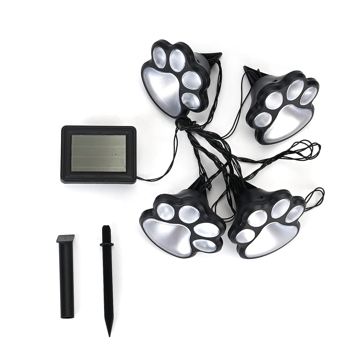 Set of 4 Waterproof Paw Print Solar Lights (3.42"x3.54"x3.54")