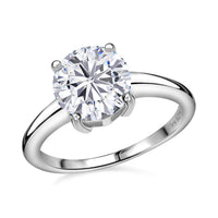 Moissanite (Rnd 8.5mm) Solitaire Ring in Platinum Over Sterling Silver (Size 9.0) 2.10 ctw