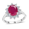 African Ruby (FF), White Zircon Ring in Platinum Over Sterling Silver (Size 6.0) 3.80 ctw - Sticky add to cart bar