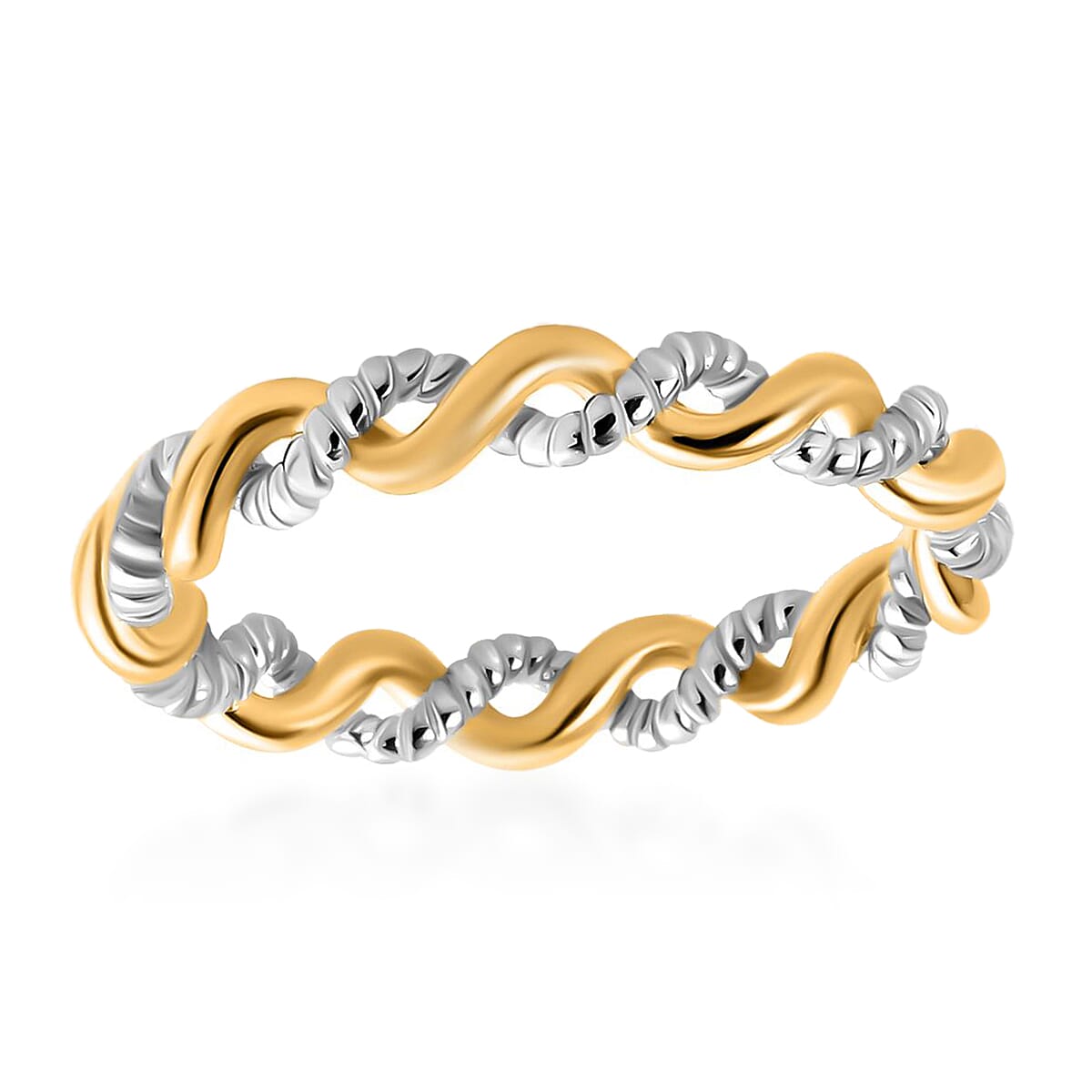 14K YG Over and Sterling Silver Twisted Ring (Size 5.0) 2.30 Grams