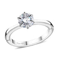 Moissanite (Rnd 6.5mm) Ring in Platinum Over Sterling Silver (Size 6.0) 0.90 ctw - Sticky add to cart bar