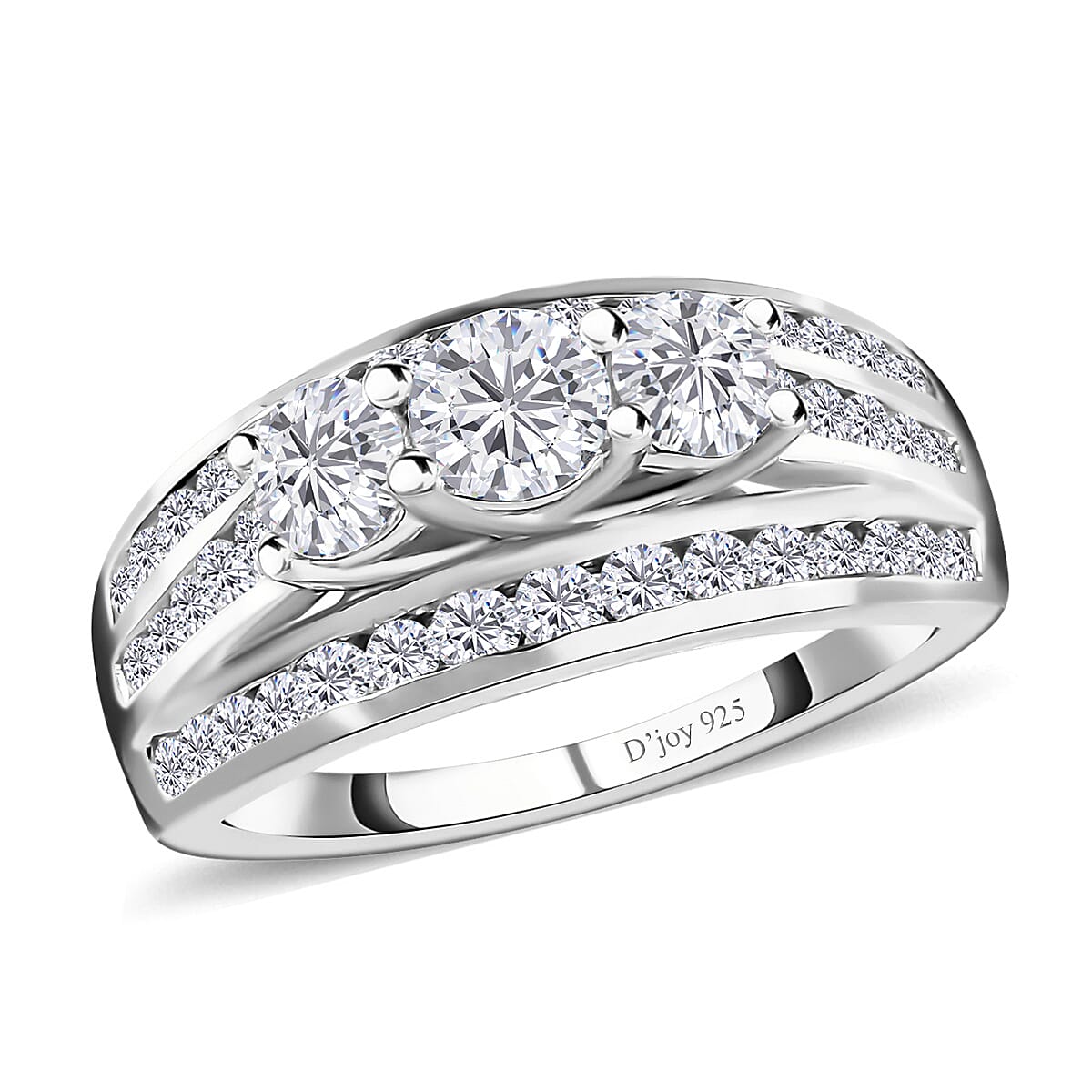Moissanite Fancy Ring in Platinum Over Sterling Silver (Size 6) 1.35 ctw