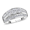 Moissanite Fancy Ring in Platinum Over Sterling Silver (Size 6) 1.35 ctw - Sticky add to cart bar