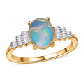 D'Joy Ethiopian Welo Opal, Diamond Ring in 18K Vermeil YG Over Sterling Silver (Size 6.0) 1.35 ctw - Sticky add to cart bar