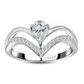 Moissanite (Pear 6x4mm) Ring in Platinum Over Sterling Silver (Size 6.0) 0.50 ctw - Sticky add to cart bar