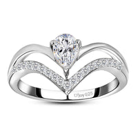 Moissanite (Pear 6x4mm) Ring in Platinum Over Sterling Silver (Size 6.0) 0.50 ctw