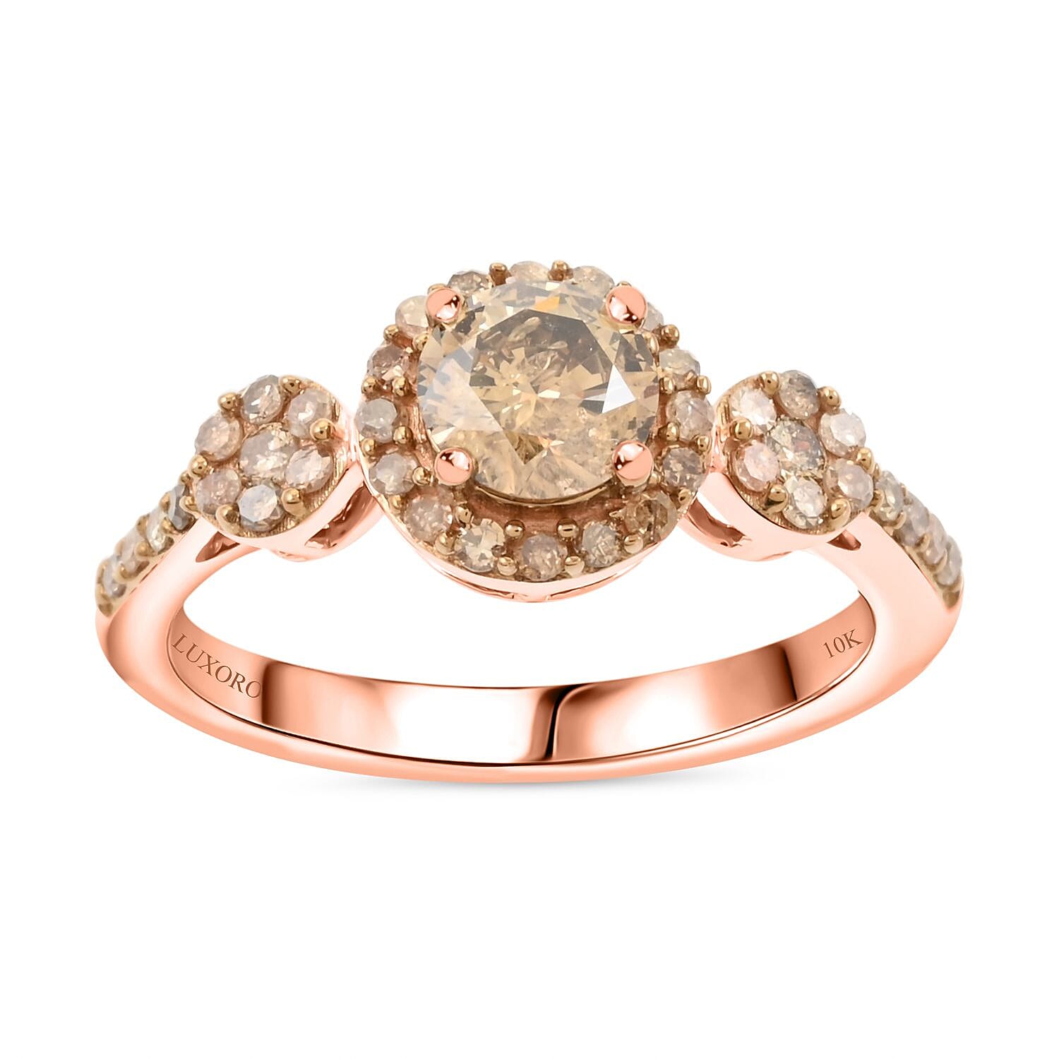 Luxoro 10K Rose Gold Natural Champagne Diamond Ring (Size 10.0) 1.00 ctw