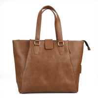 Brown Faux Leather Tote Bag (17.32"x8"x9")