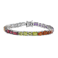 GP Multi Gemstone Bracelet in Platinum Over Sterling Silver (7.25 In) 22.30 ctw