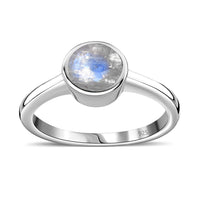 Rainbow Moonstone Ring in Platinum Over Sterling Silver (Size 10.0) 0.85 ctw