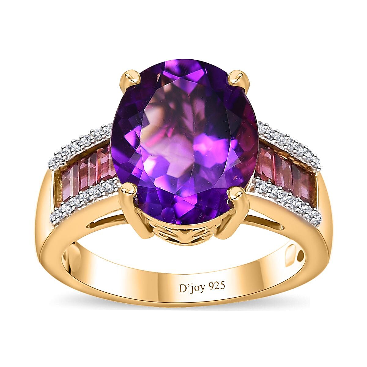 Premium Moroccan Amethyst and Multi Gemstone Ring in Vermeil Yellow Gold Over Sterling Silver (Size 10.0) 5.30 ctw