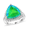 Peacock Quartz, White Zircon Ring in Platinum Over Sterling Silver (Size 6.0) 11.00 ctw - Sticky add to cart bar