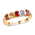 Multi Sapphire 5 Stone Ring in Vermeil YG Over Sterling Silver (Size 6.0) 1.35 ctw - Sticky add to cart bar