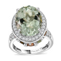 Montezuma Prasiolite, Multi Gemstone Halo Ring in Platinum Over Sterling Silver (Size 6.0) 11.00 ctw - Sticky add to cart bar