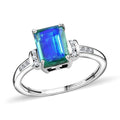 Peacock Quartz, White Zircon Ring in Platinum Over Sterling Silver (Size 7.0) 1.85 ctw - Sticky add to cart bar