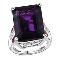 African Amethyst, Multi Gemstone Ring in Platinum Over Sterling Silver (Size 6.0) 17.35 ctw