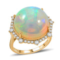 Certified & Appraised Luxoro 14K Yellow Gold AAA Ethiopian Welo Opal and Diamond Ring (Size 10.0) 4.60 Grams 11.60 ctw - Sticky add to cart bar