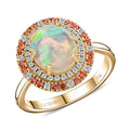 Certified & Appraised Luxoro 10K Yellow Gold AAA Ethiopian Welo Opal, Songea Sapphire and G-H I2 Diamond Ring (Size 10.0) 2.75 ctw - Sticky add to cart bar