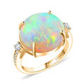 Certified & Appraised Luxoro 14K Yellow Gold AAA Ethiopian Welo Opal, Diamond (G-H, I2) (0.19 cts) Ring (Size 10.0) 7.25 ctw - Sticky add to cart bar