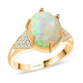 Certified & Appraised Luxoro 10K Yellow Gold AAA Ethiopian Welo Opal and G-H I2 Diamond Ring (Size 10.0) 2.80 ctw - Sticky add to cart bar