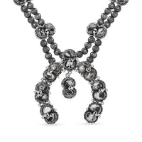 Artisan Crafted White Buffalo 26.75 ctw Snake Squash Blossom Necklace 18-20 Inches in Sterling Silver