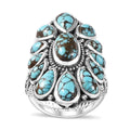 Premium Blue Moon Turquoise Ring in Black Oxidized Sterling Silver (Size 10.0) 9.75 ctw - Sticky add to cart bar